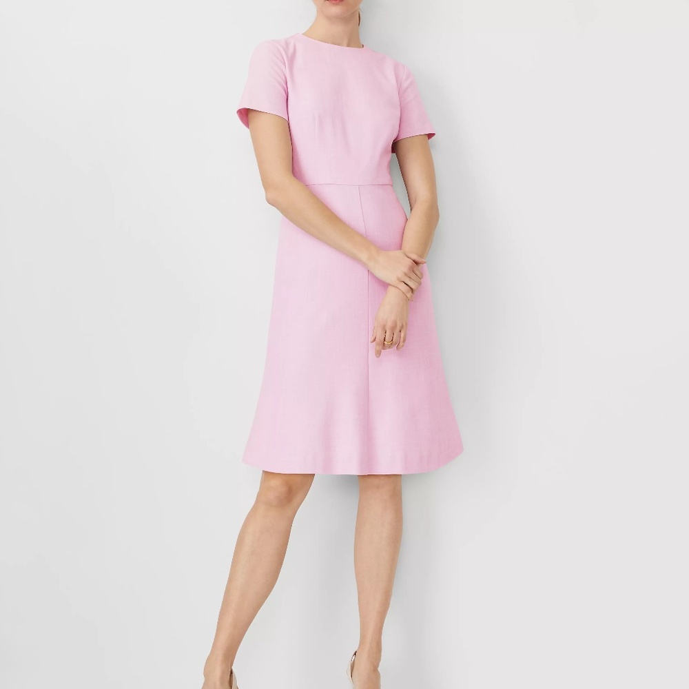 The Crew Neck Flare Dress in Cross Weave
